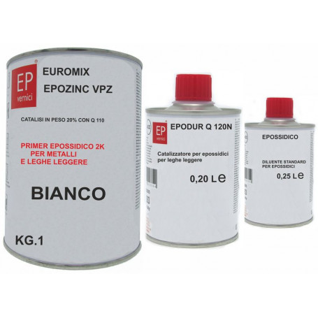 KIT FONDO EPOSSIDICO EPOZINC KG.1 CON CATALIZZATORE ML.200  E IL DILUENTE ML.250 IN OMAGGIO