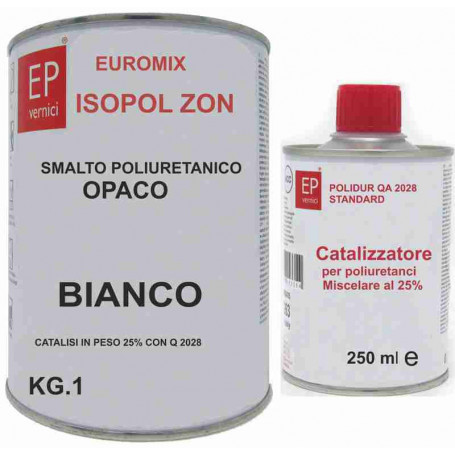 Smalto poliacrilico Caldart 224 Tecnopur Nero Opaco con Catalizzatore Kg. 1 + g. 250