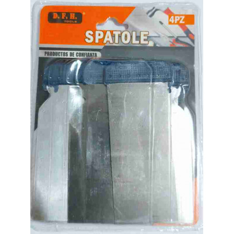 Spatole in acciaio per stucco set 4 pezzi