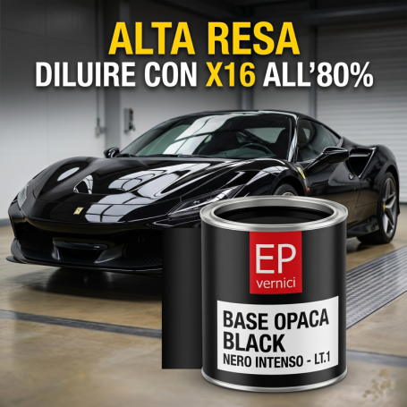 Vernice Base opaca nero intenso-profondo EP BOP  per Tuning auto lt. 1