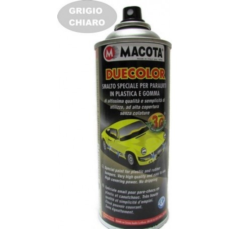 Bomboletta spray Macota Duecolor smalto speciale per paraurti in plastica e gomma Grigio chiaro ml. 400