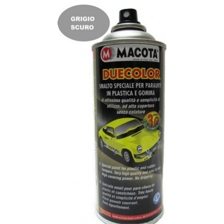 Bomboletta spray Macota Duecolor smalto speciale per paraurti in plastica e gomma Grigio scuro ml. 400