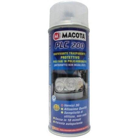 Bomboletta spray Macota PLC 200 trasparente per fari in policarbonato ml. 200