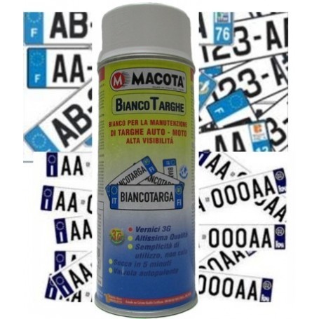 Bomboletta spray Macota Bianco Targhe per targhe auto e moto ml. 400