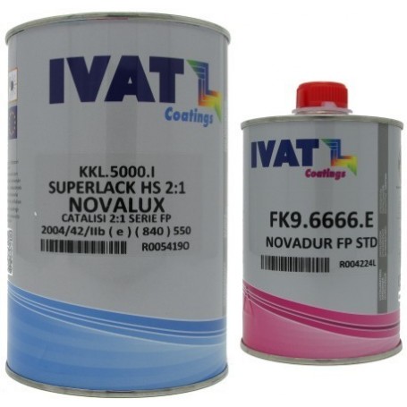 Vernice trasparente HS Ivat Novalux antigraffio + Catalizzatore Ivat FK9.6666.E standard lt. 1